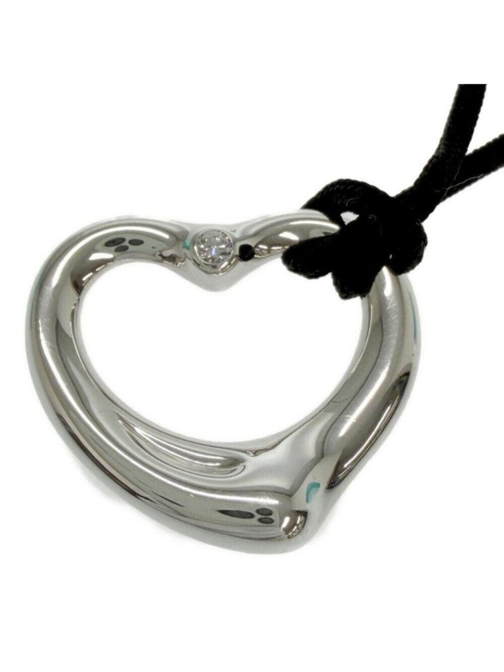 Tiffany & Co Silver Open Heart Silk Code Necklace